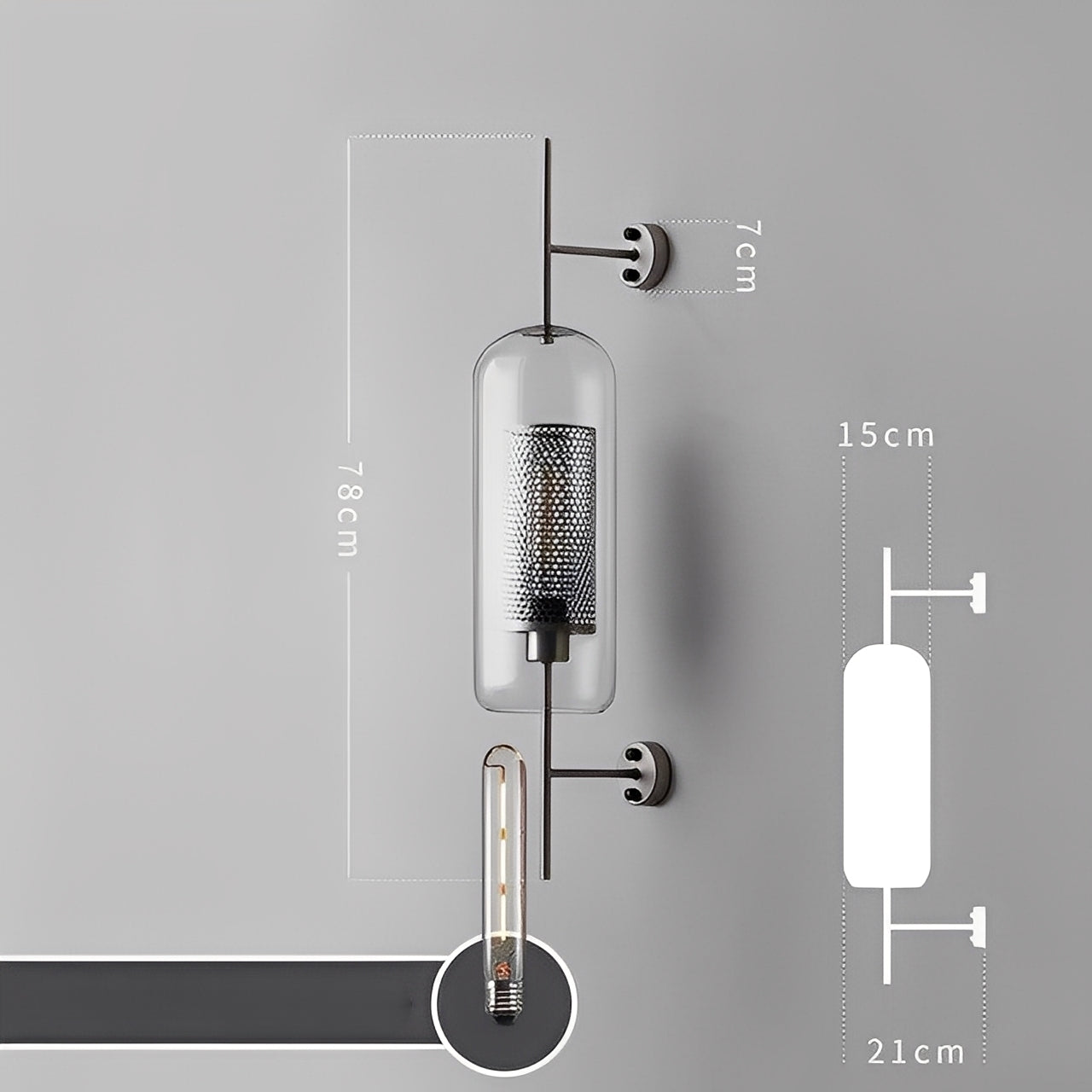 Valerio – Retro Glaskugel Wandlampe