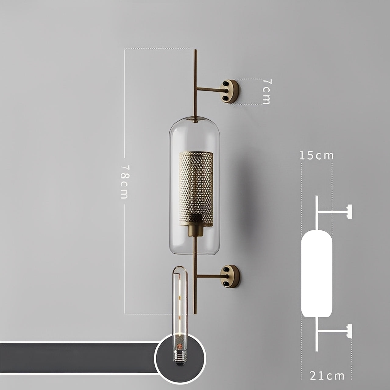 Valerio – Retro Glaskugel Wandlampe