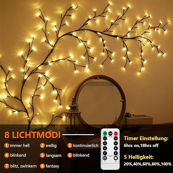 VinoLichter – Romantische LED-Lichterkette im Rebenstil