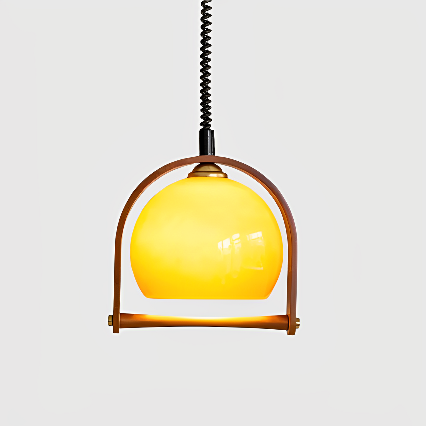Bauven – Vintage-Hängeleuchte aus Holz und Glas im Bauhausstil