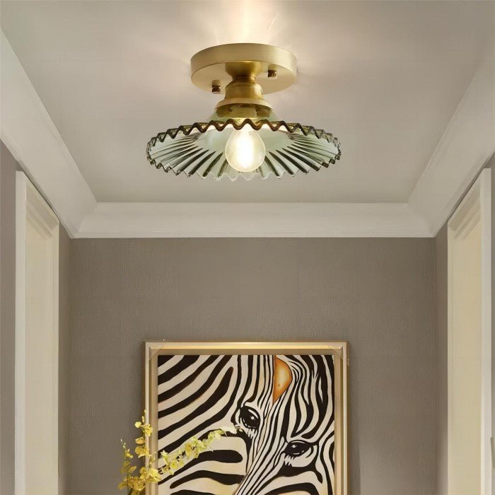 RetroGlass – Gerippte Vintage-Glas-Deckenlampe mit klarem Stil