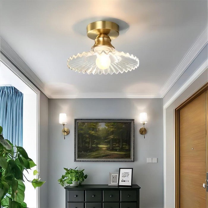 RetroGlass – Gerippte Vintage-Glas-Deckenlampe mit klarem Stil