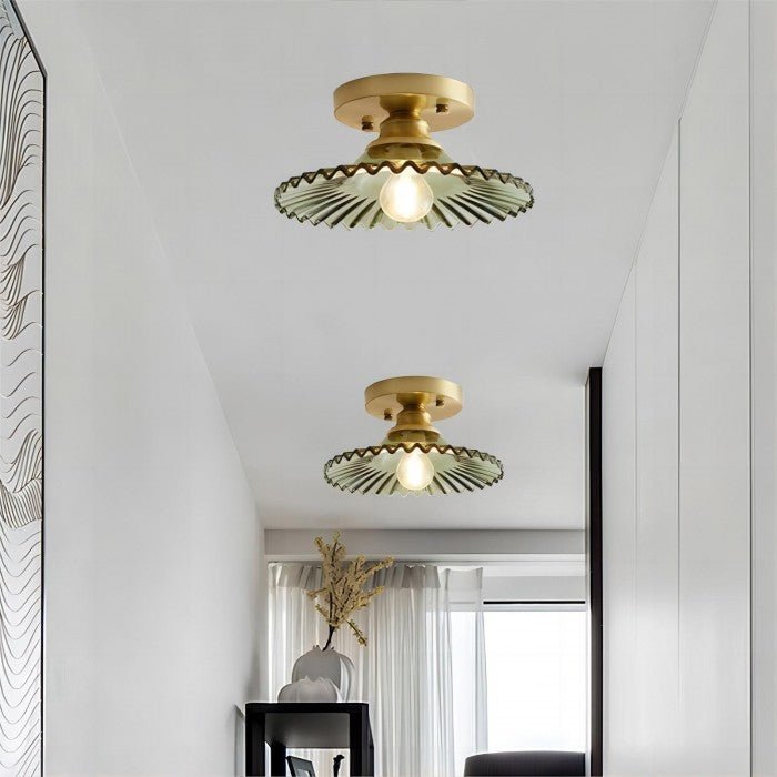 RetroGlass – Gerippte Vintage-Glas-Deckenlampe mit klarem Stil