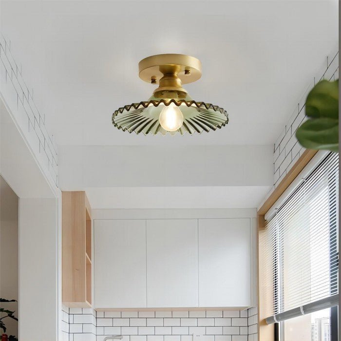 RetroGlass – Gerippte Vintage-Glas-Deckenlampe mit klarem Stil