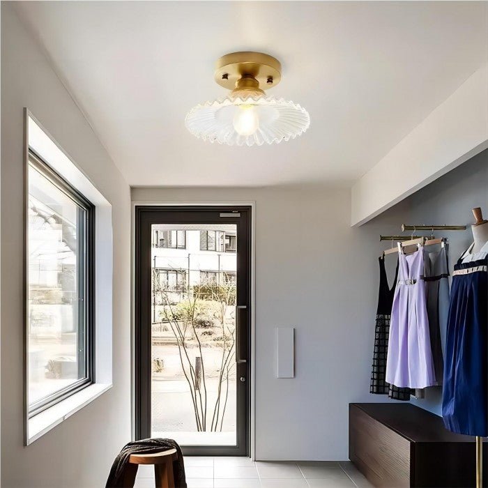 RetroGlass – Gerippte Vintage-Glas-Deckenlampe mit klarem Stil