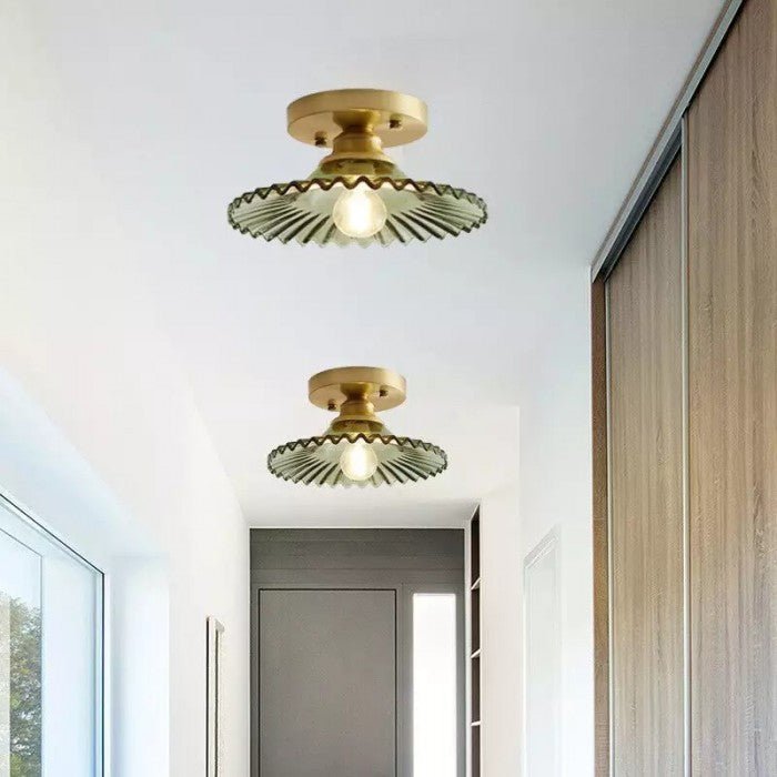 RetroGlass – Gerippte Vintage-Glas-Deckenlampe mit klarem Stil