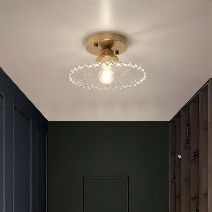 RetroGlass – Gerippte Vintage-Glas-Deckenlampe mit klarem Stil