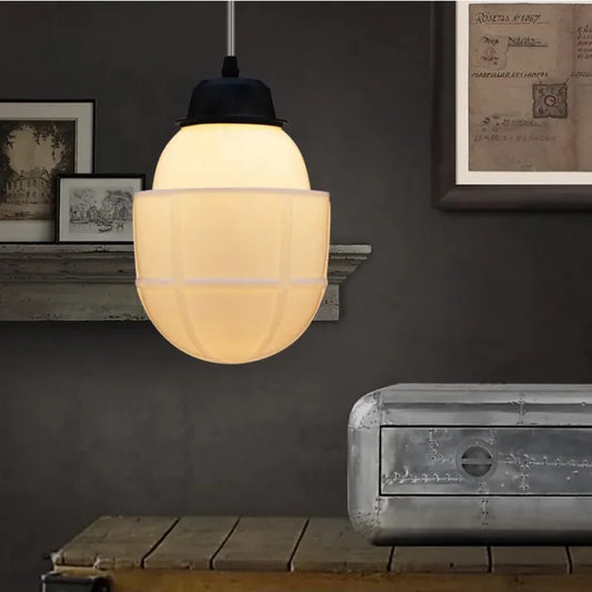 Liv – Vintage Weiße Milchglas Geometrische Pendelleuchte