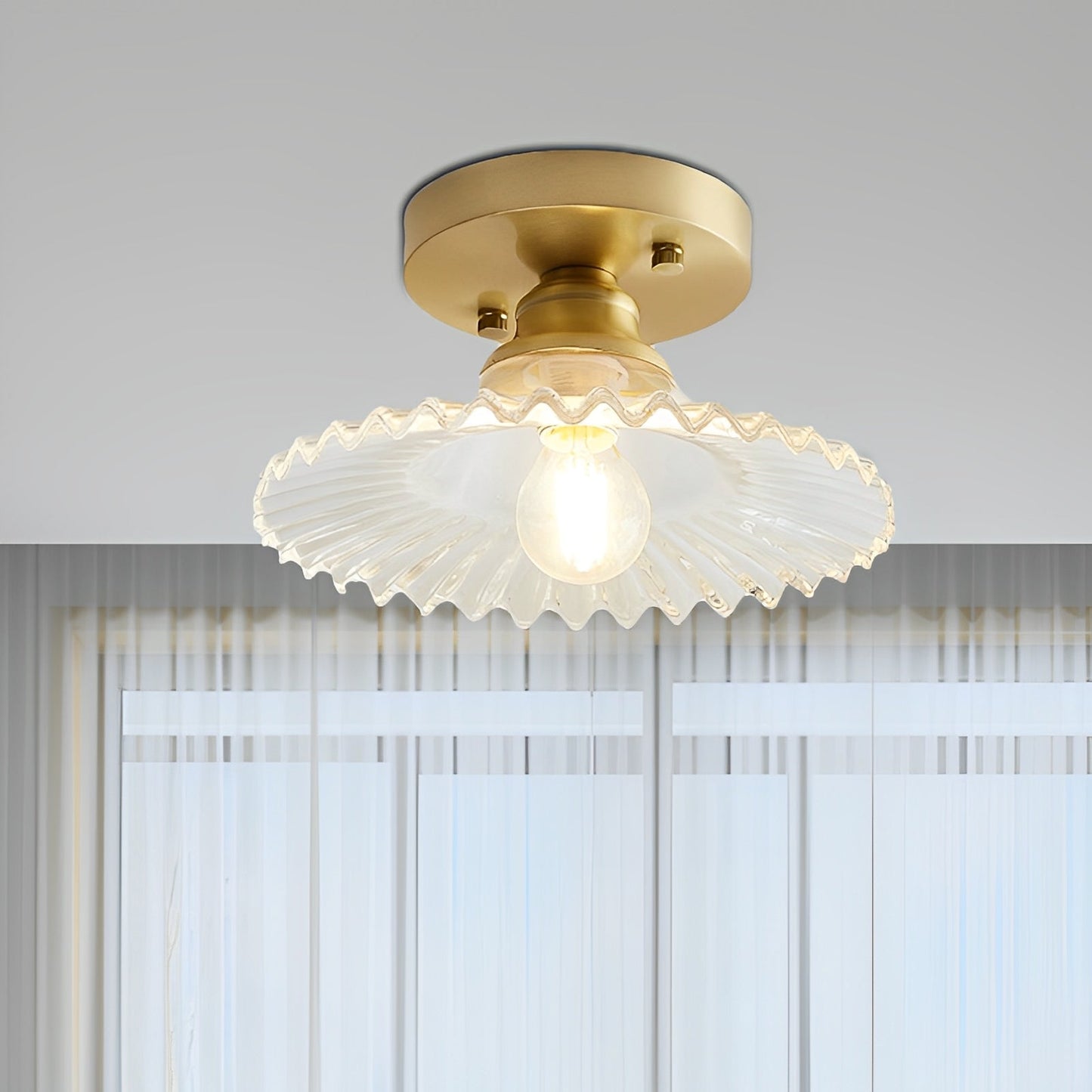 Ribella – Deckenlampe mit geriffeltem Glas im Retro-Stil