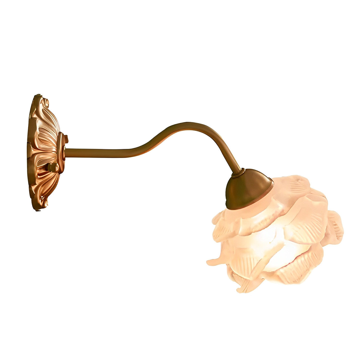 Flora – Vintage-Stil Wandlampe mit Blumen-Glas und Kupfer-Look