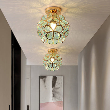FloraLicht – Stilvolle Glas-Deckenleuchte im Blumen-Design für Flure