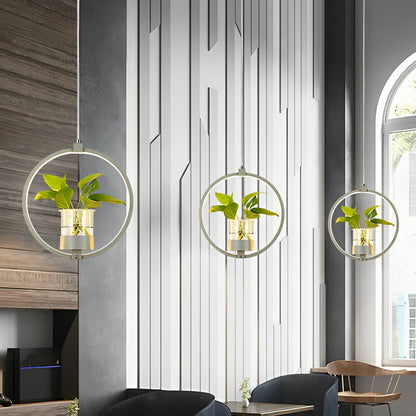 Noemi – Runde LED-Hängelampe mit Pflanzen-Design