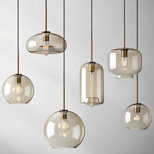 Isadora – Hängelampe aus Cognacglas im modernen Stil