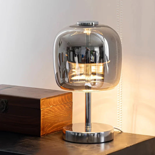 Zayn – Schicke Glas Tischlampe mit einstellbarem LED-Licht und USB-Anschluss