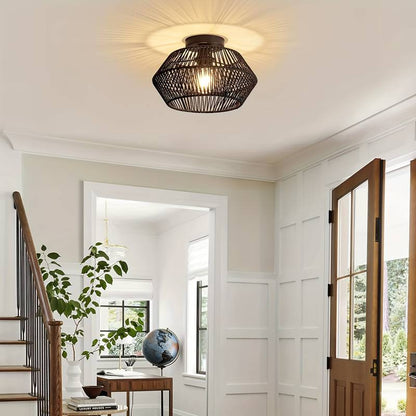 EthnoGlow – Boho-Chic Plafonnier mit handgewebtem Muster