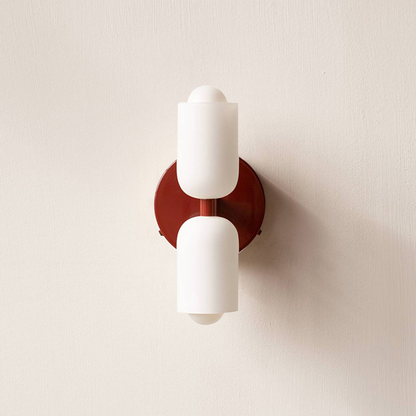 Elodie – Moderne cremefarbene Wandlampe mit zwei Köpfen