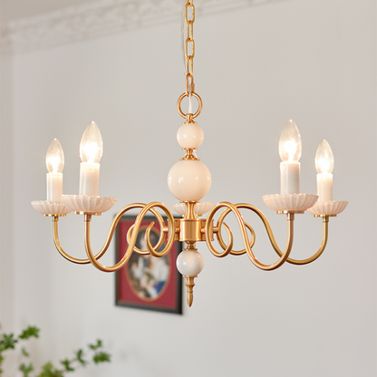 Alaric – Amerikanischer Retro-Leuchter aus cremefarbenem Glas