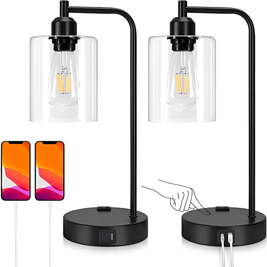 Carmina – Tischlampe mit USB-Ports & Stufenloser Helligkeitseinstellung