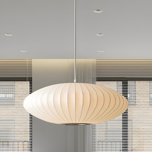 Soluna – Moderne Hängelampe aus Stoff in Weiß