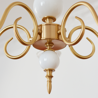 Alaric – Amerikanischer Retro-Leuchter aus cremefarbenem Glas
