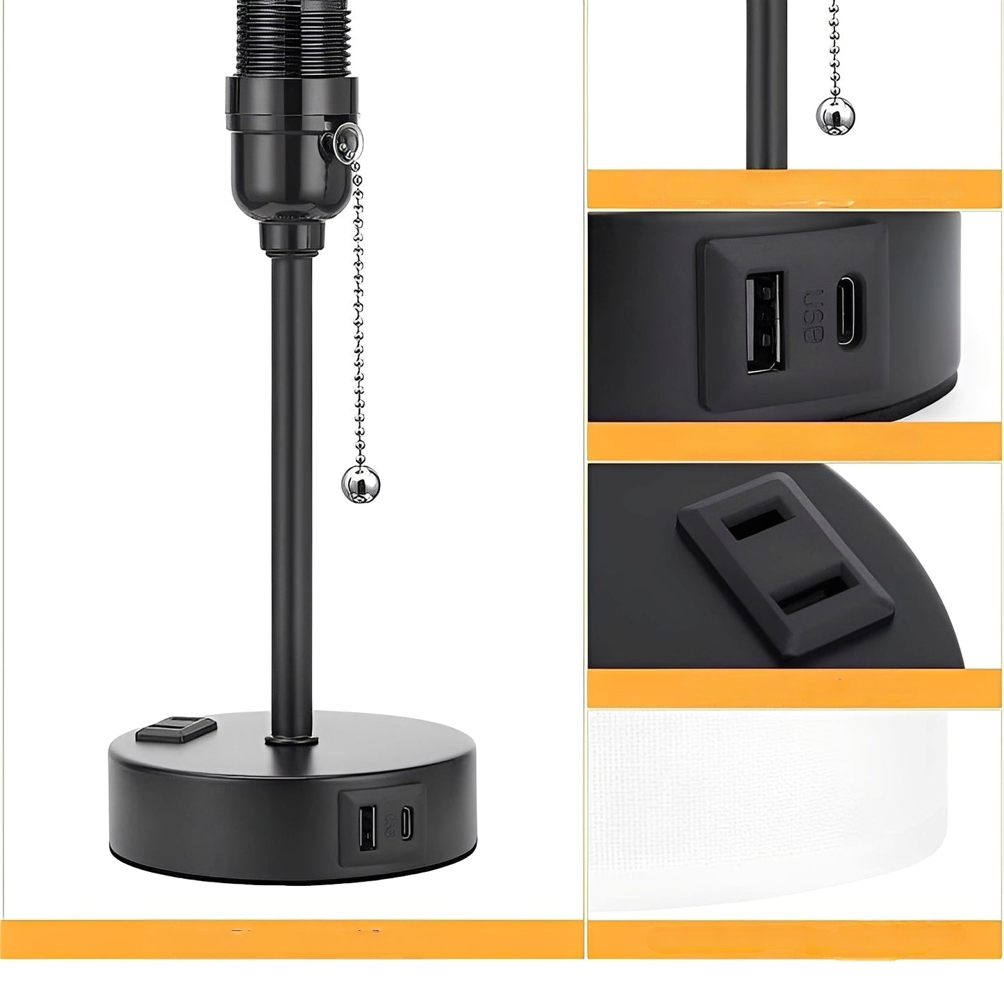 Taye – Stoff Tischlampe mit USB-Port