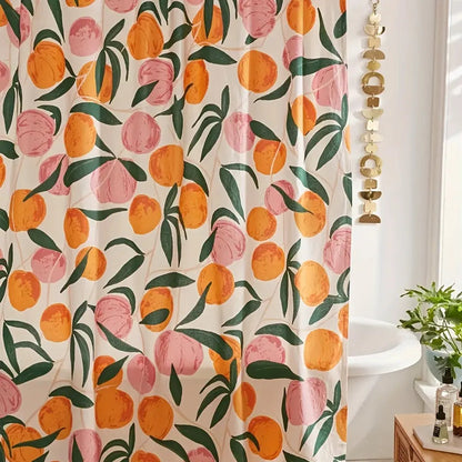 PfirsichFall – Verspielter Duschvorhang mit fruchtigem Design