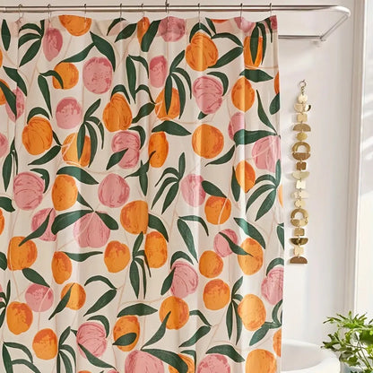 PfirsichFall – Verspielter Duschvorhang mit fruchtigem Design