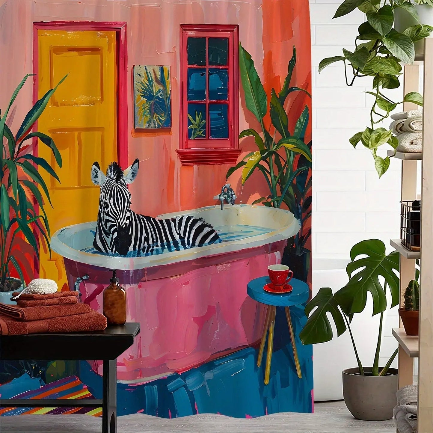 Zebra-Muster Duschvorhang für ein wildes Badezimmer-Design