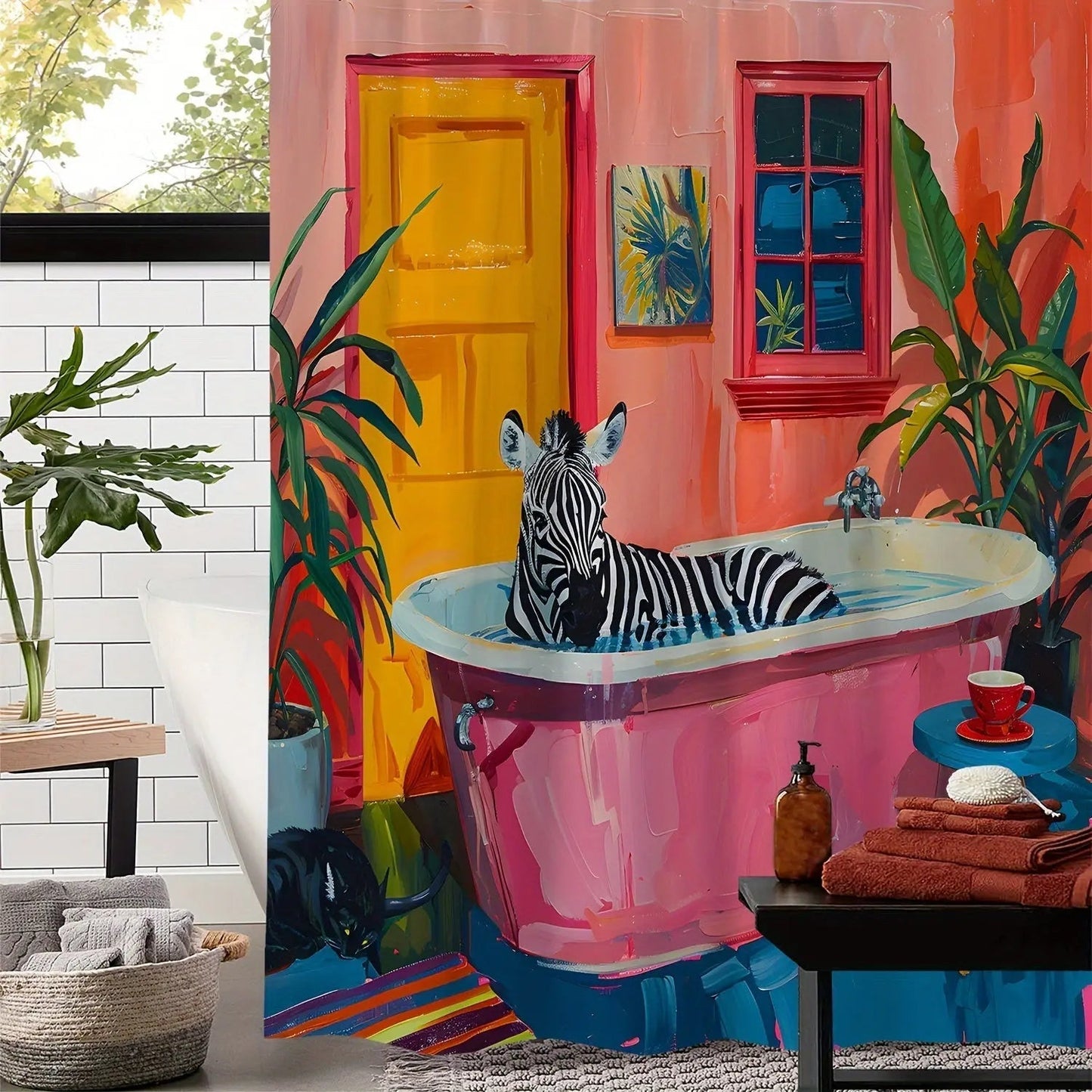 Zebra-Muster Duschvorhang für ein wildes Badezimmer-Design