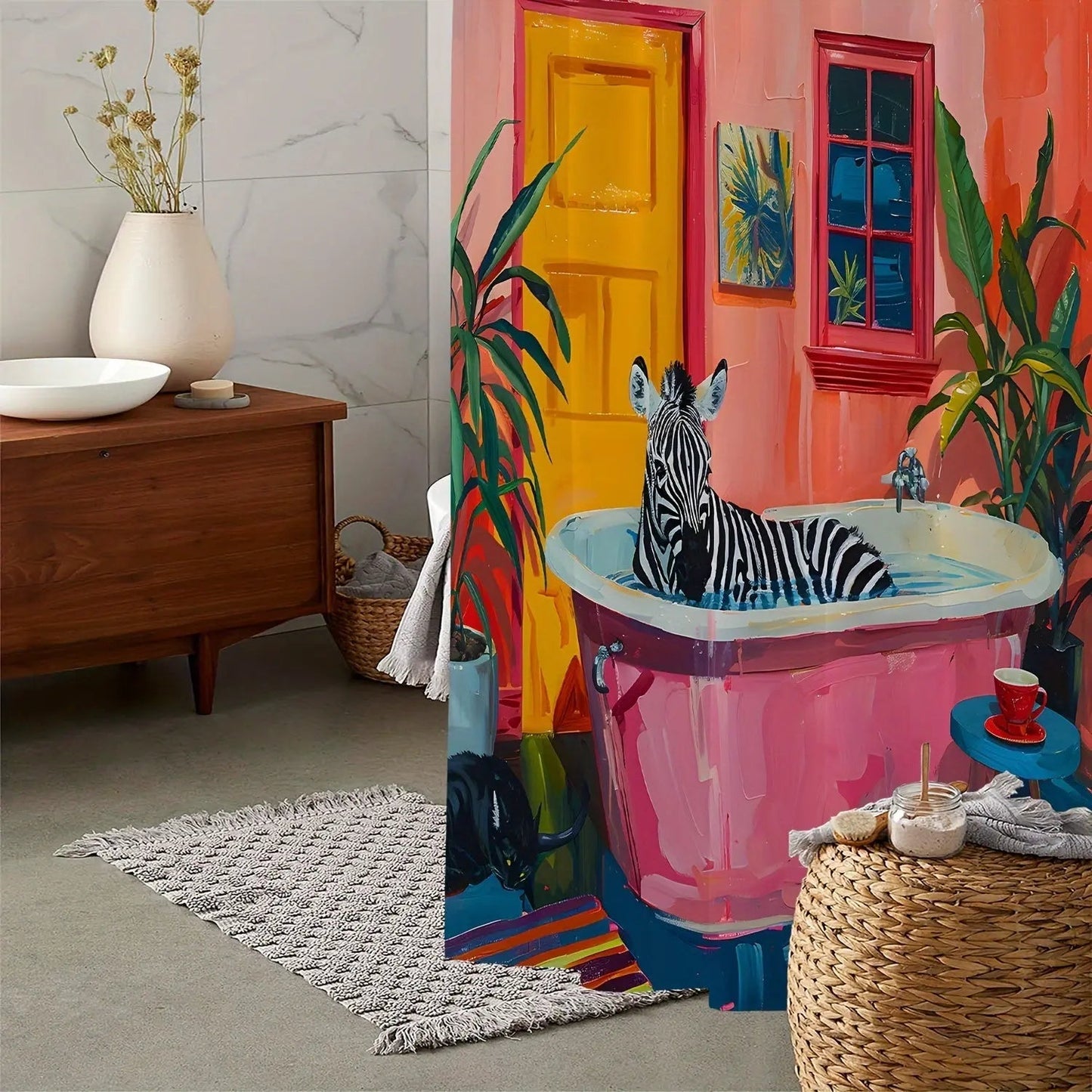 Zebra-Muster Duschvorhang für ein wildes Badezimmer-Design