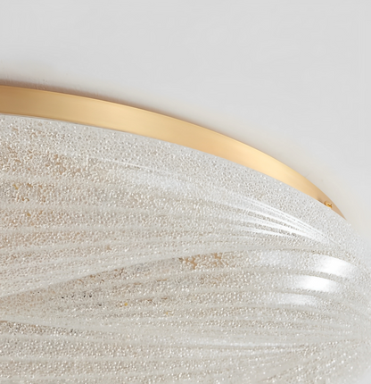 Celina – Runde Deckenlampe im Cremestil mit Kupferakzent
