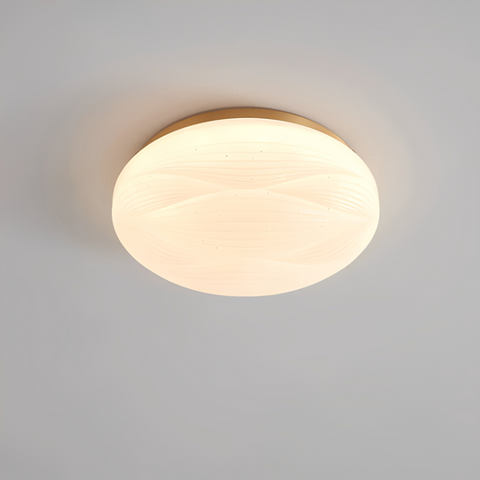 Celina – Runde Deckenlampe im Cremestil mit Kupferakzent