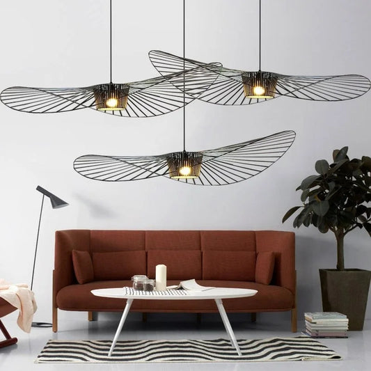 Kronleuchter in Strohhutform für Wohnzimmer