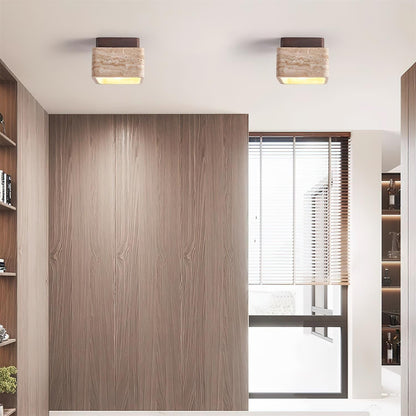 Vellin – Quadratische Travertin-Deckenleuchte