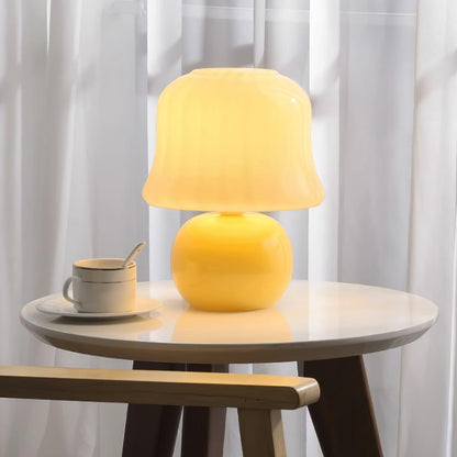 Zara – Pilzförmige Tischlampe aus glänzendem Glas