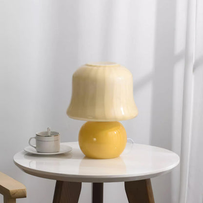 Zara – Pilzförmige Tischlampe aus glänzendem Glas