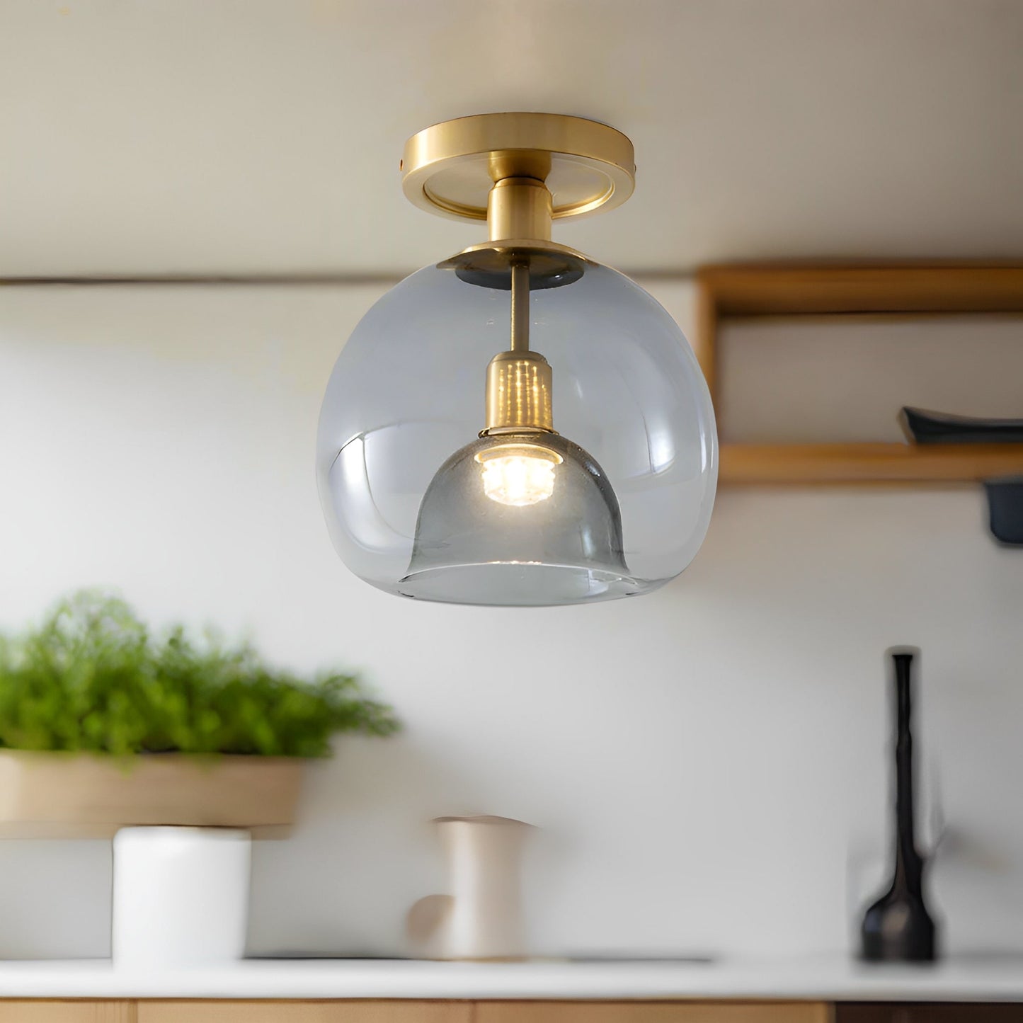 Glayra – Moderne Lampe für die Decke mit grauem Glas für Flur und Wohnbereich