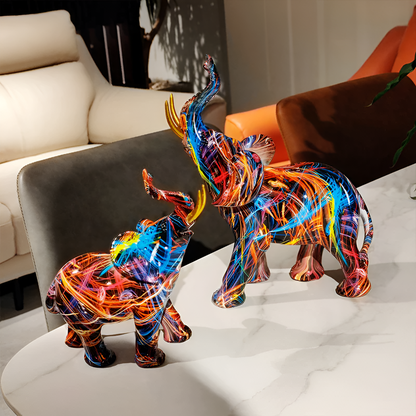 ColorPhant – Abstrakte Elefantenstatue in lebendiger Multicolor-Optik