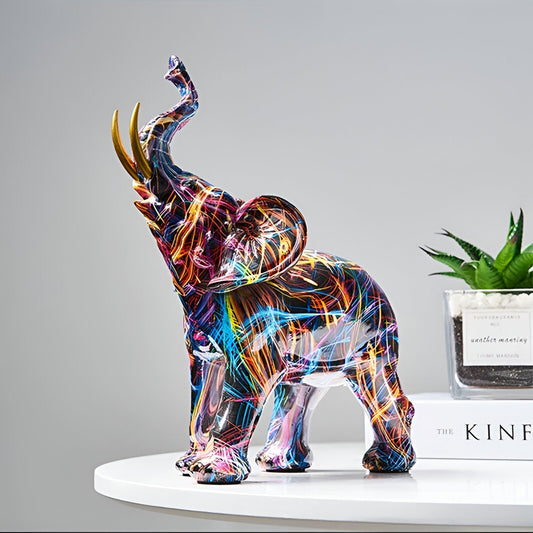 ColorPhant – Abstrakte Elefantenstatue in lebendiger Multicolor-Optik