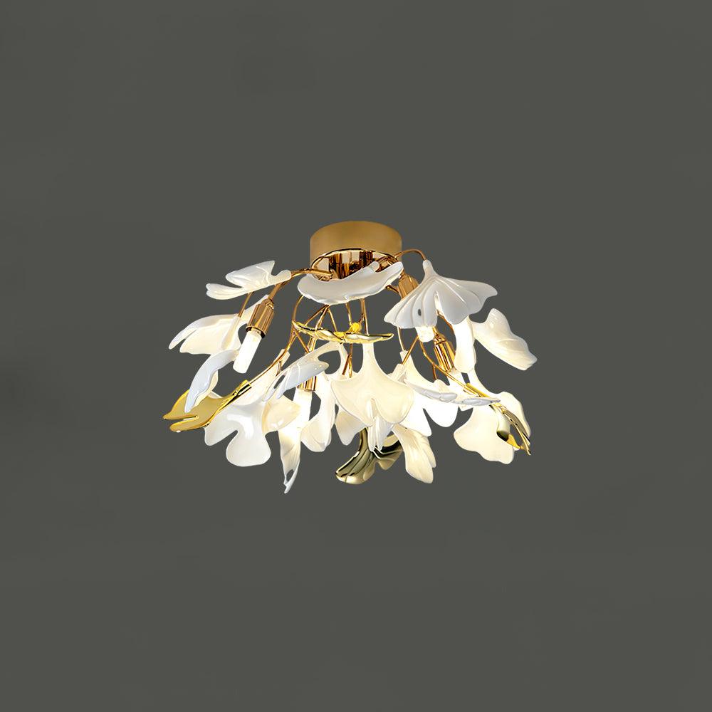 Selina – Keramik-Lampe mit Ginkgo-Blatt-Design