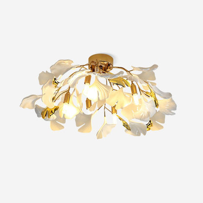 Selina – Keramik-Lampe mit Ginkgo-Blatt-Design