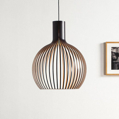 Retro Vogelkäfig Pendelleuchte aus Holz