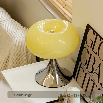 MacaronGlow – Farbige Tischlampe mit kurvigem Glas im Macaron-Stil