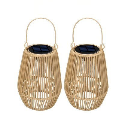 SolarWeave Laterne – Rattan-Bambus Optik