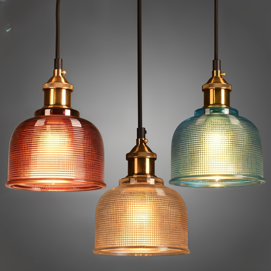 RetroShine Glaslampe – Bunte Glocken-Pendelleuchte im Vintage-Stil