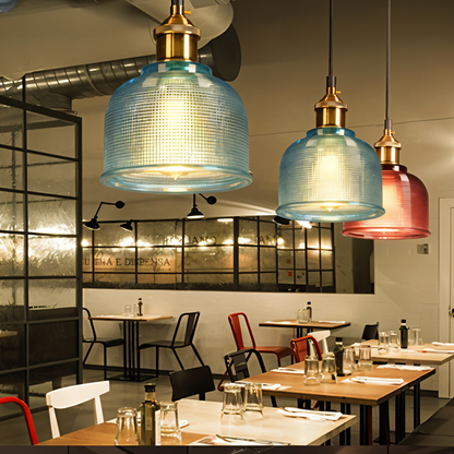RetroShine Glaslampe – Bunte Glocken-Pendelleuchte im Vintage-Stil