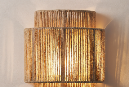 BohoGlow Hanf-Wandleuchte – Rustikaler Rattan-Lampenschirm im Naturstil