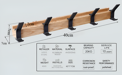 HookForm – Wandgarderobe aus Holz mit eleganten Aluminiumhaken