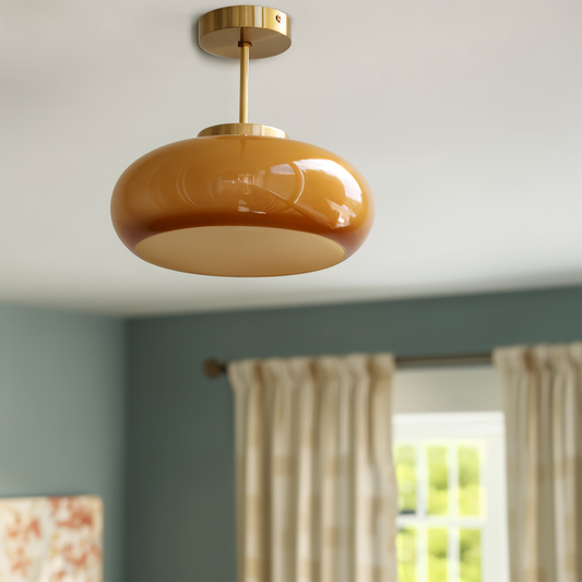 RetroGlow Deckenlampe – Gelb & Vintage-inspiriert