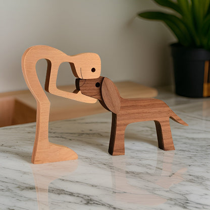 Holzfigur - Hundemann-Skulptur-Dekor